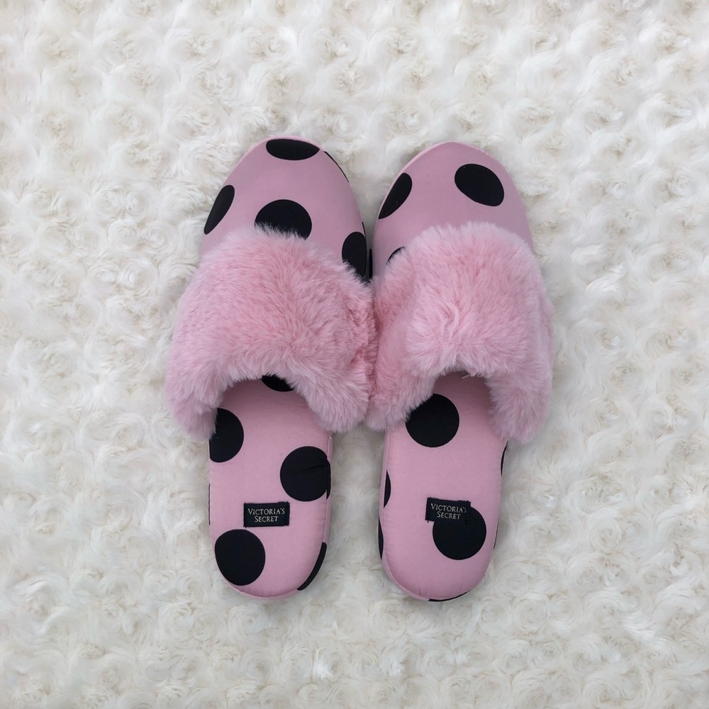 Victoria Secret Polka Dot Satin Slippers - Picture 3 of 6